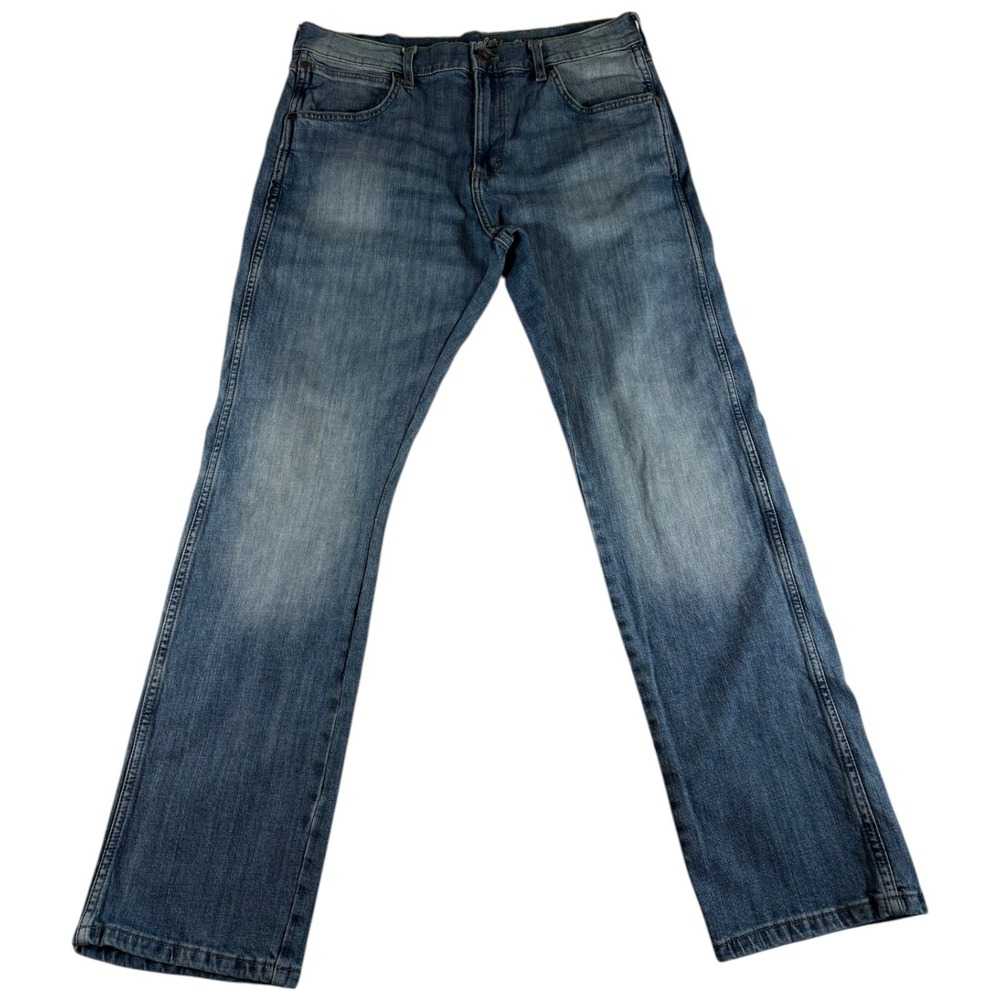 Wrangler Retro Slim Jeans Men 33x32 Blue Denim Stretch Medium Wash Straight‎ Leg